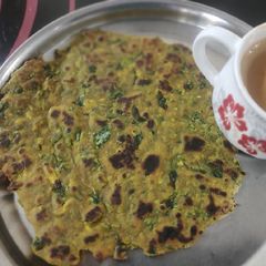 Palak MEethi green garlic paratha A picture of Palak MEethi green garlic paratha.