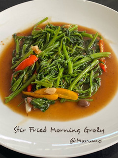 A picture of Stir Fried Morning Groly/Water spinach.
