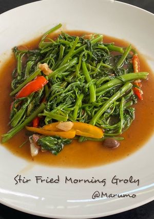 A picture of Stir Fried Morning Groly/Water spinach.
