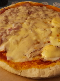 Una foto de Pizza casera de 2 sabores