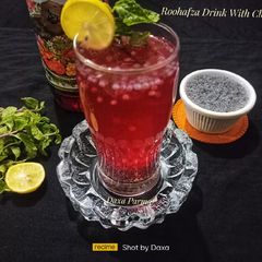A picture of Roohafza Drink With Chia Seeds.