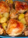 Coxas de frango com batatas assadas