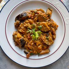 Eggplant -seedless and potato Korma A picture of Eggplant -seedless and potato Korma.