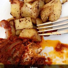 A picture of Roast Potatoes and Fresh Fish Sauce.