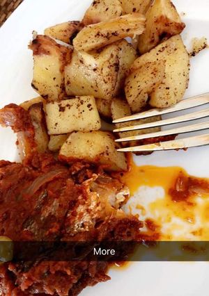 A picture of Roast Potatoes and Fresh Fish Sauce.