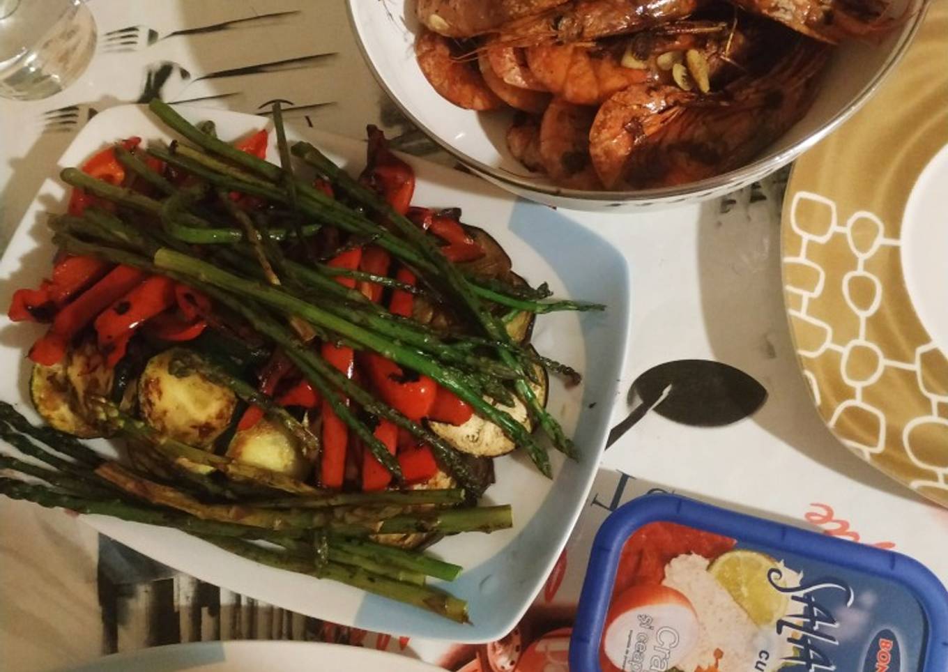 Gambones a la plancha con verduras