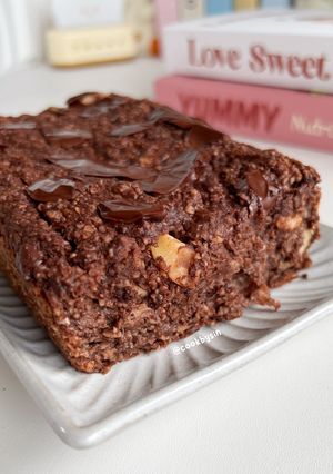 Foto resep Moist Banana Choco Oat Cake (Gluten Free, No Sugar Added, Vegan)