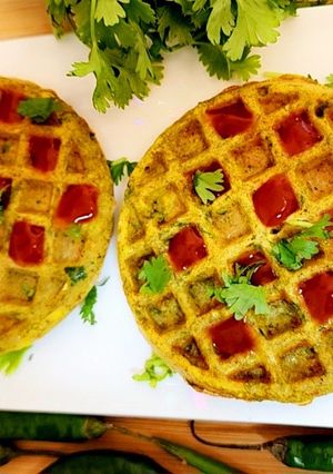 A picture of Veg.Moong Dal Waffles.