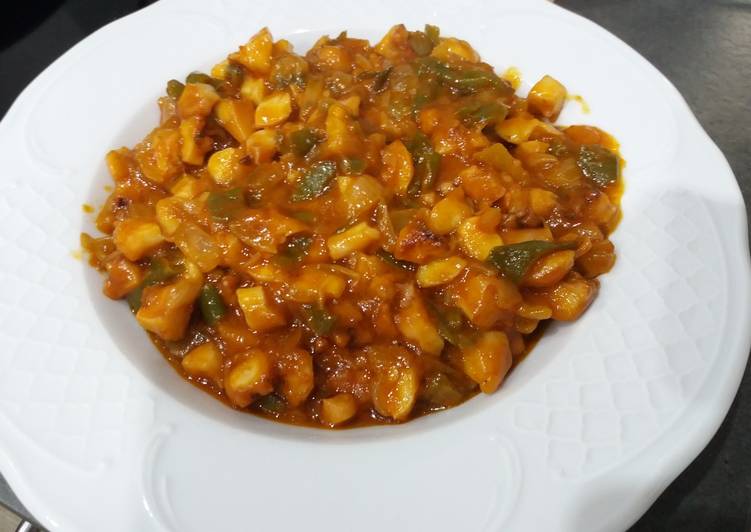 Potón cocido con salsa