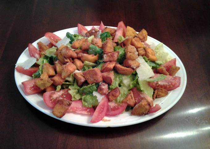 My Version Caesar Salad with Sweet Potato "croutons"
