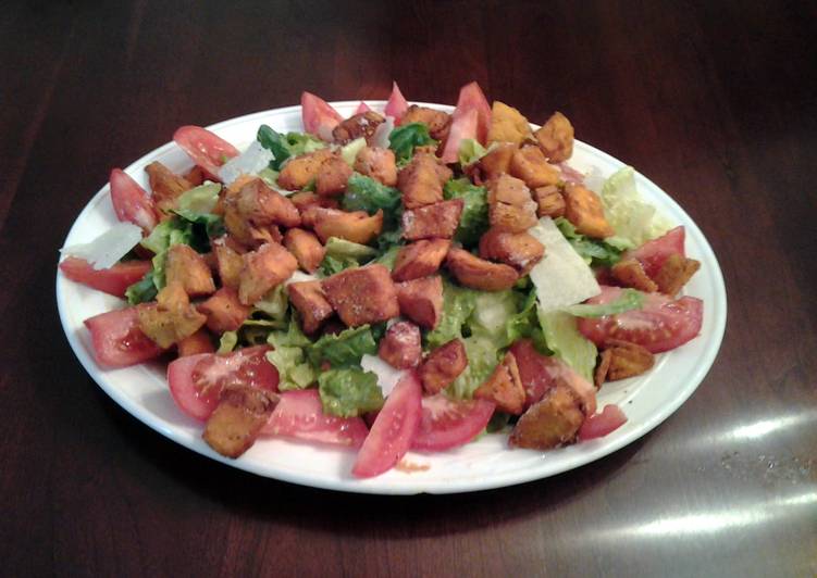 Simple Way to Prepare Favorite My Version Caesar Salad with Sweet Potato &#34;croutons&#34;