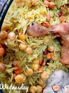 صورة لوصفة الارز البخاري بالحمص على الطريقه التركيه