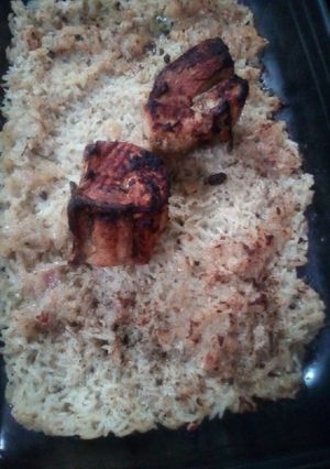 صورة لوصفة رز محمر بالجاج