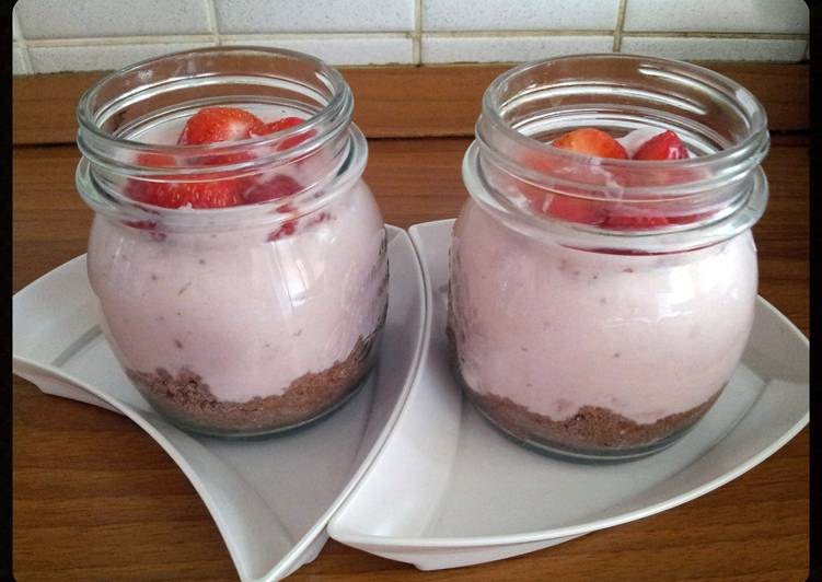 Recipe of Perfect Amies Strawberries &amp; Cream Cheesecake Jars