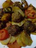 Kefta al horno con patatas y verduras