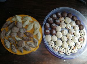 Una foto de Cookies y bocas de dama de chocolate, vainilla y dulce de leche