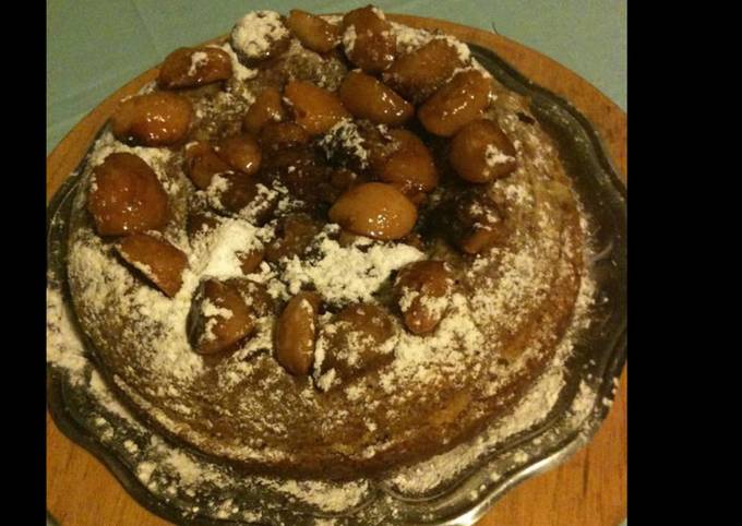 Gâteau aux pêches abricots et noisettes