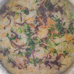 A picture of Jeera tricolour Pulao.