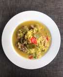 Arroz caldoso con setas, verduras y carne, facilito!!