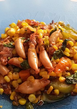 Foto resep Tumis cumi asin dan jagung manis