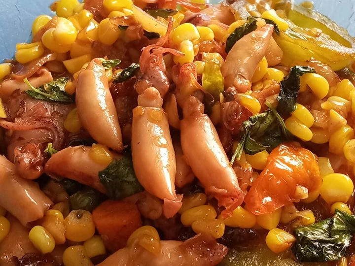 Cara Mudah Membikin Resep  Tumis cumi asin dan jagung manis yang Sempurna, Sempurna