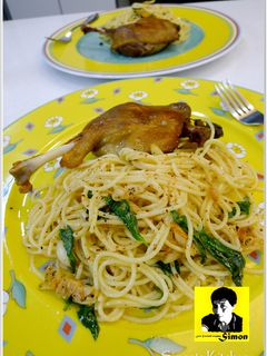 油封鴨義大利麵 的食譜成品照片