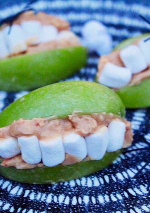 A picture of Granny Smith teeth #halloween.