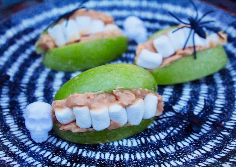 Steps to Prepare Any-night-of-the-week Granny Smith teeth #halloween