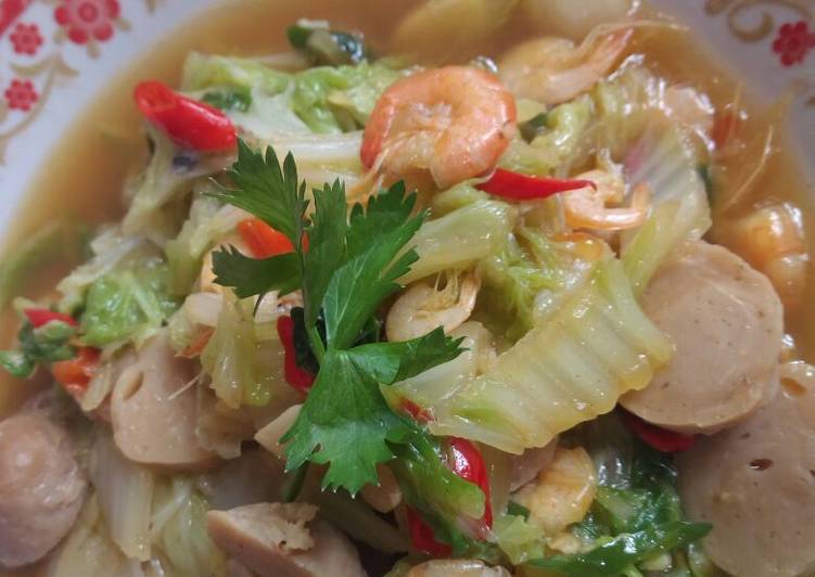 Resep: Oseng Sawi Putih Udang Bakso Simpel