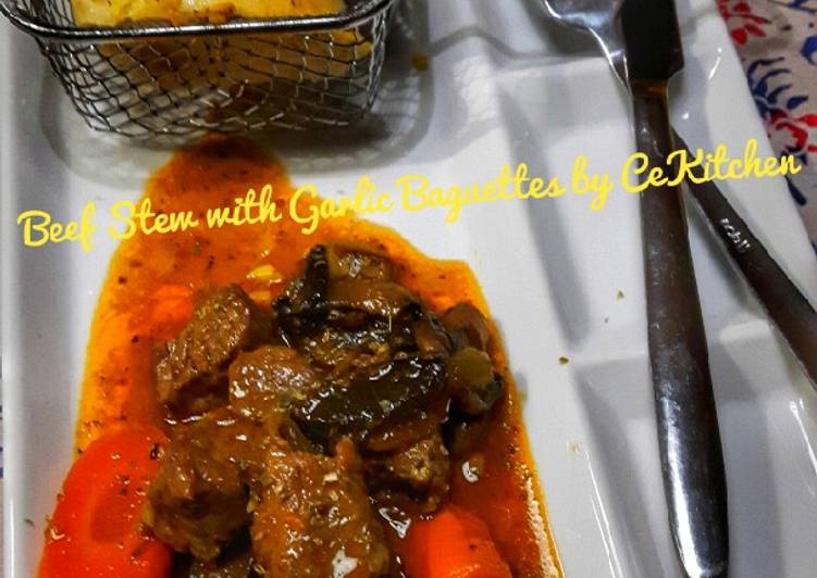 Beef Stew with Garlic Baguettes
