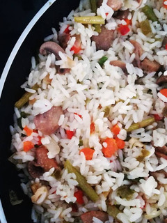 Una foto de Arroz con espárragos y champiñones