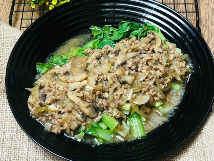 Langkah Gampang Membuat Resep POKCOY JAMUR DAGING SAPI tumis saus tiram yang Bikin Ngiler