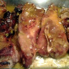 A picture of country style ribs in duck sauce.