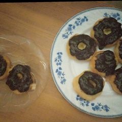 A picture of Homemade chocolate donuts.