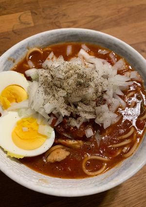 A picture of Spicy Tomato Ramen.
