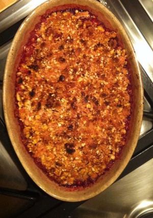Une photo de Crumble cerises pommes et clémentines au sirop d érable