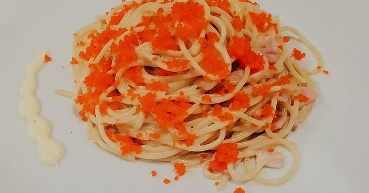 สูตร 2019 อาหารนานาชาติ 40. Spaghetti cream sauce with eggs shrimp โดย