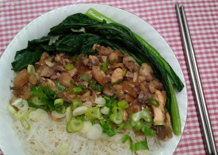 Langkah meracik Bihun ayam jamur Lezat