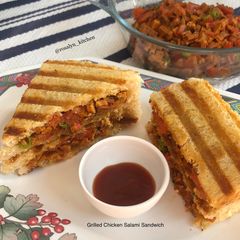A picture of Grilled Chicken Salami Sandwich.