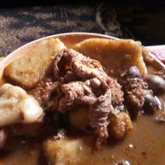 A picture of Yam peppersoup with meat.
