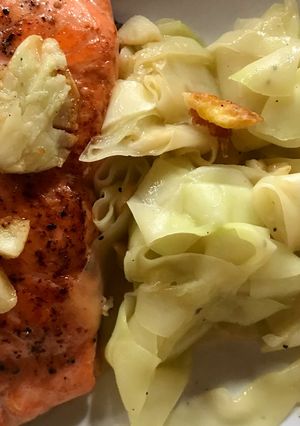 Foto resep Succhini noddle & salmon steak