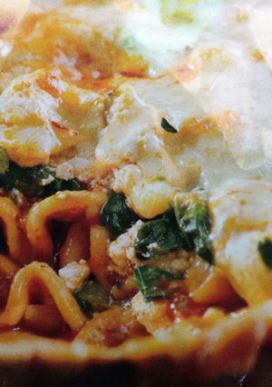 A picture of ravioli lasagna.