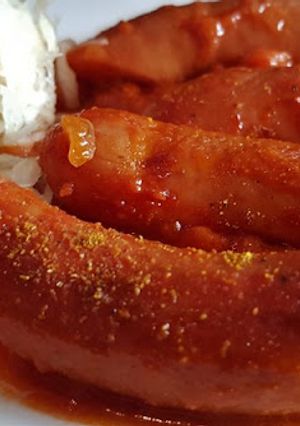 O poză a rețetei Currywurst /Mâncărică de cârnați germană.