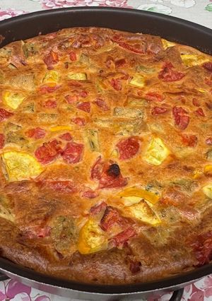 Une photo de Clafoutis à la courgette et tomates (IG bas)
