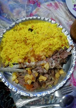 عکسی از دستور چلو گوشت زعفرانی