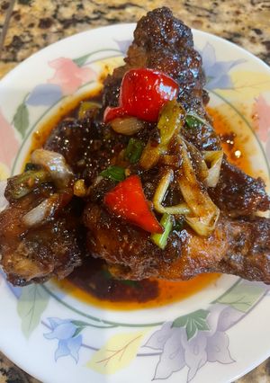 Hình của món Đùi gà sốt dầu hào.