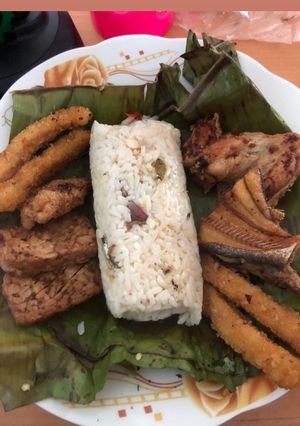 Foto resep Nasi bakar ikan teri