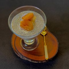 A picture of Chia Seeds Pudding with Apricot compote.