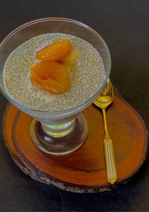 A picture of Chia Seeds Pudding with Apricot compote.