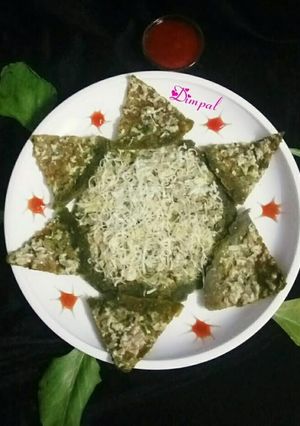 A picture of Cheesy palak paneer paratha.